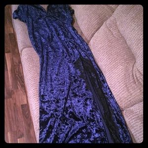 Vintage blue velvet dress dress